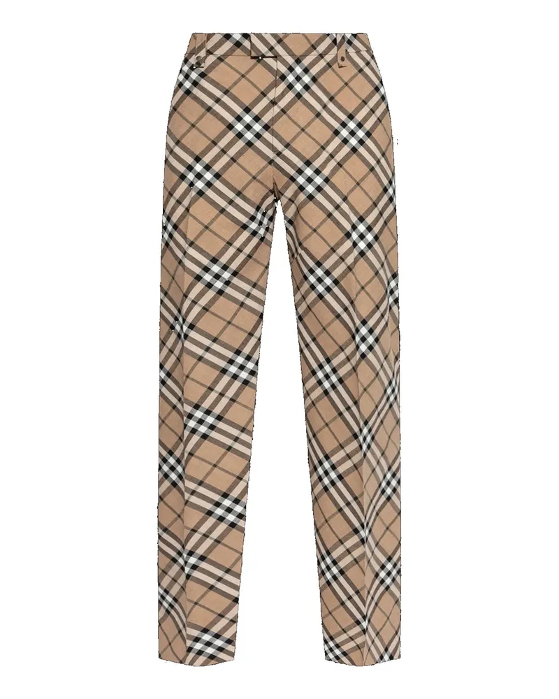 Burberry Wolle Mischhose Checkhose Brown