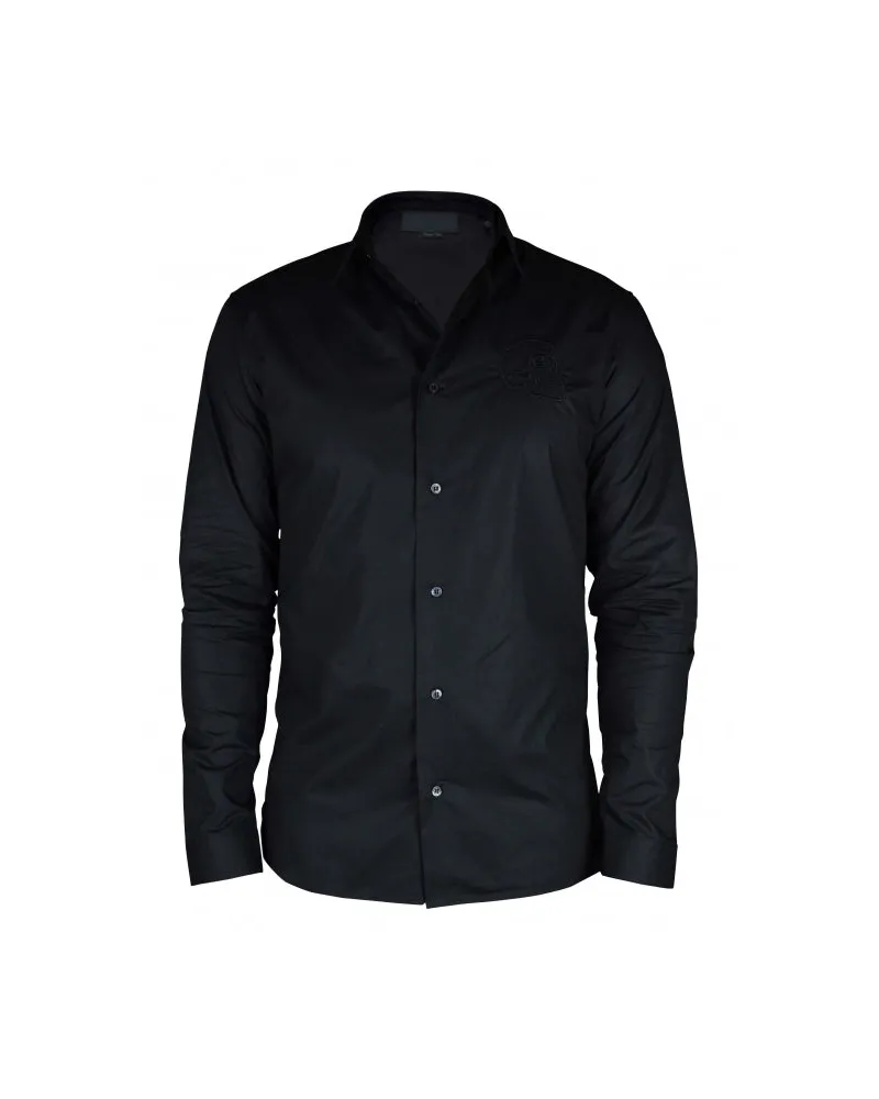 Philipp Plein Gold geschnittenes LS -Schädelhemd Black