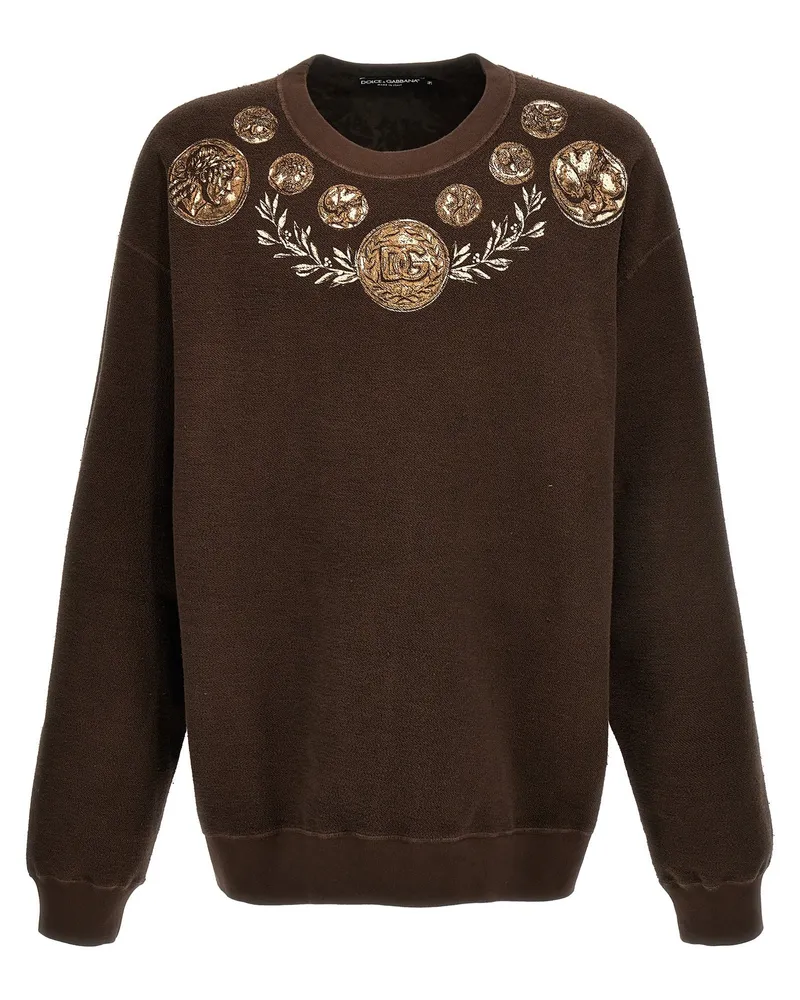 Dolce & Gabbana Monete' Sweatshirt Brown