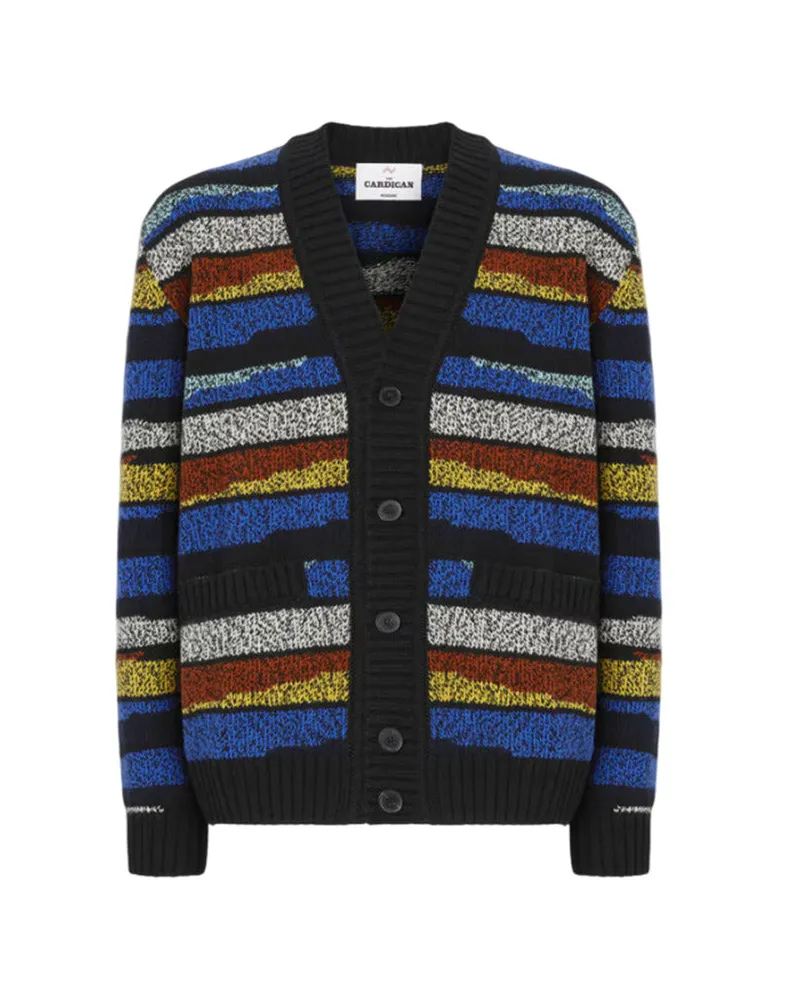 Missoni der Cardigan aus reiner Wolle mit Intarsienmuster Multicol