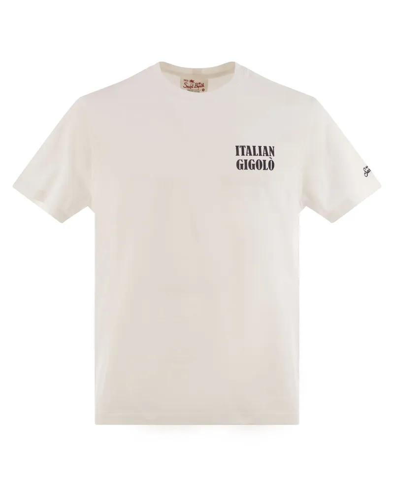 MC2 Saint Barth T -Shirt mit Druck auf Brust und Rücken White