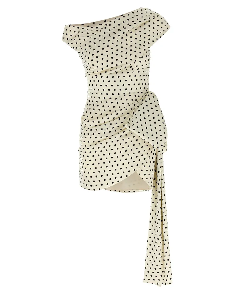 Self-Portrait Polka Dot Satin Tie Side Mini“-Kleid White