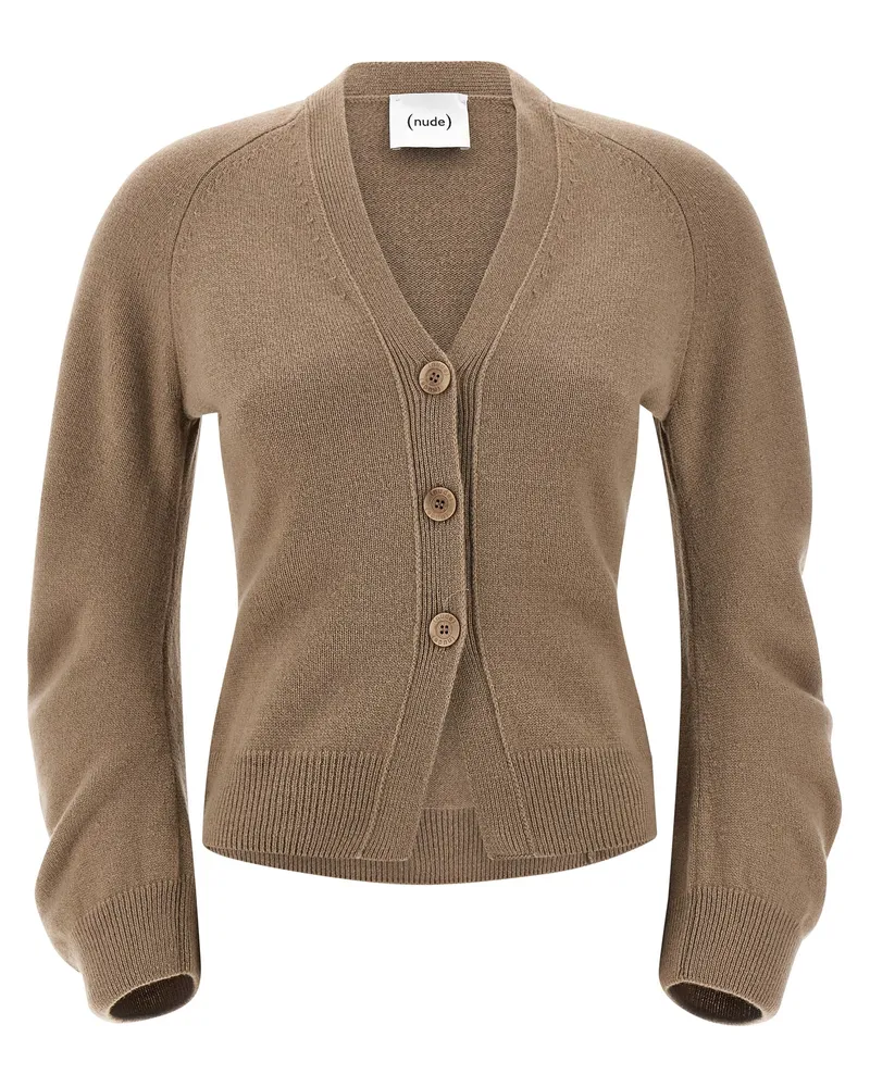 NUDE Nackte gekrümmte Ärmeln Strickjacke Beige