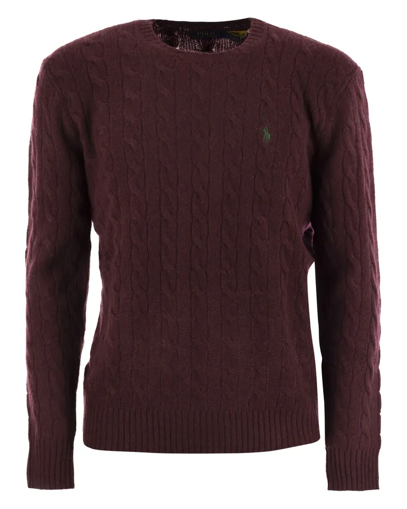 Ralph Lauren Wolle und Kaschmir -Kabel -Strickpullover Bordeaux