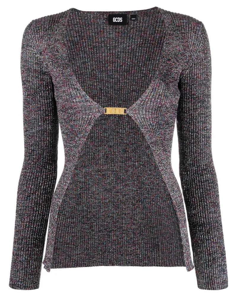GCDS Logo Lurex Cardigan Grey