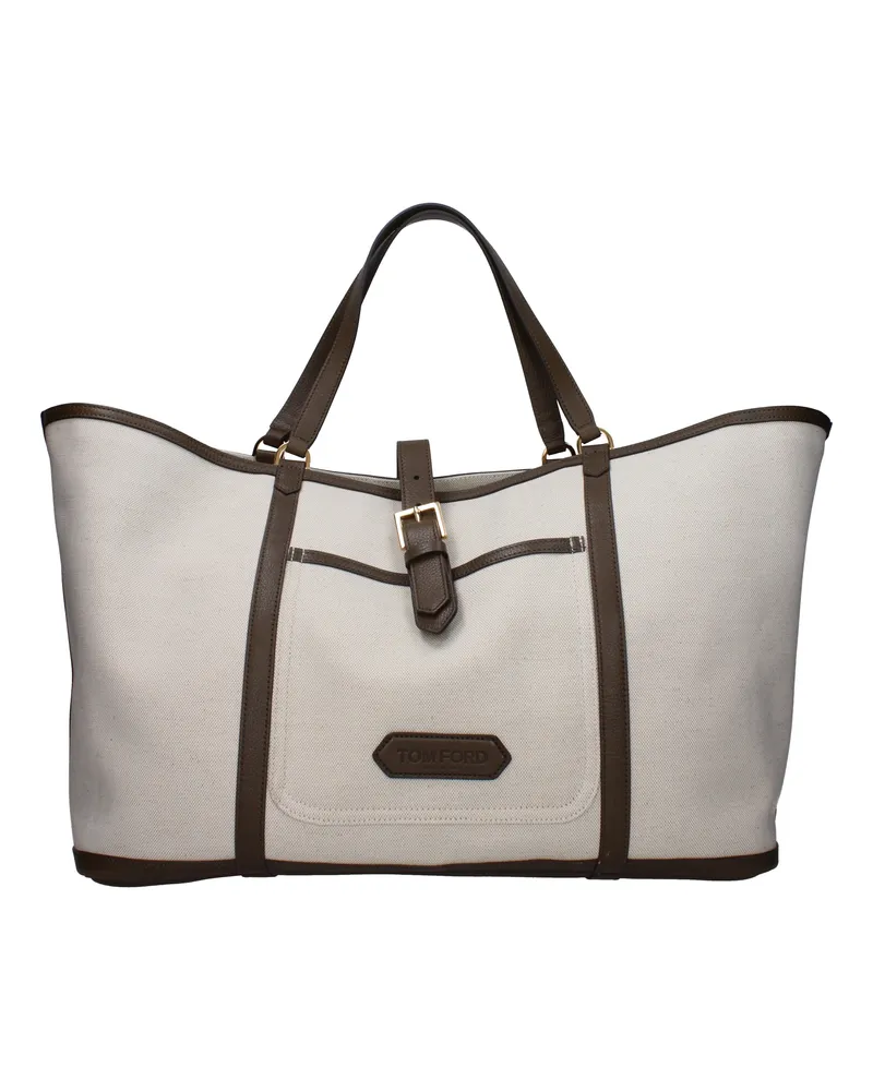 Tom Ford Herrens Aktentaschen aus Stoff Beige/Braun -