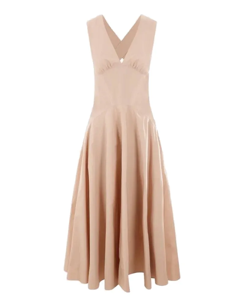 Alaïa Cotton Midi Kleid Beige