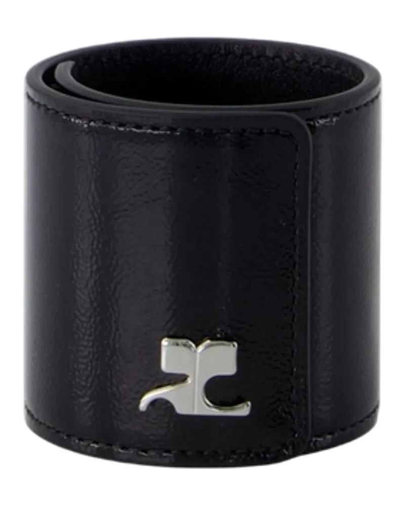 Courrèges Slap-Armband  Leder Schwarz Schwarz