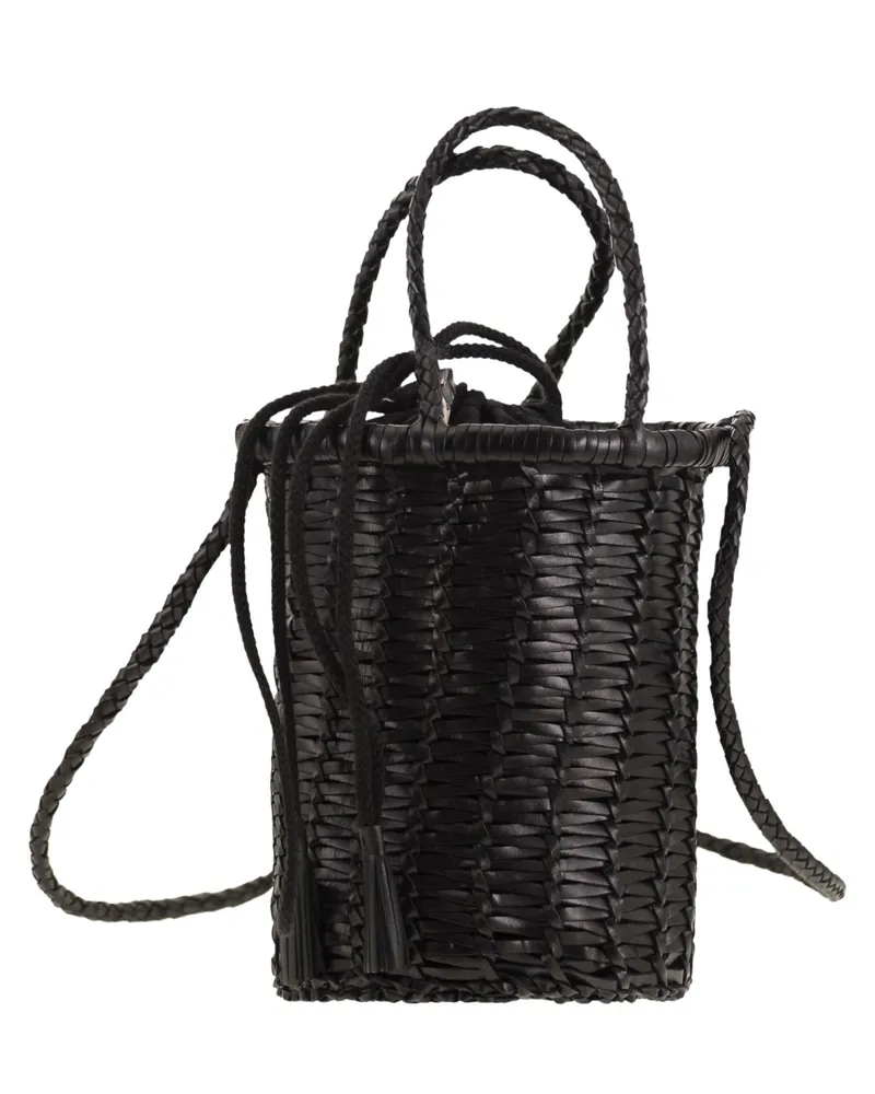 Dragon Lina Mini Woven Leather Bag Black