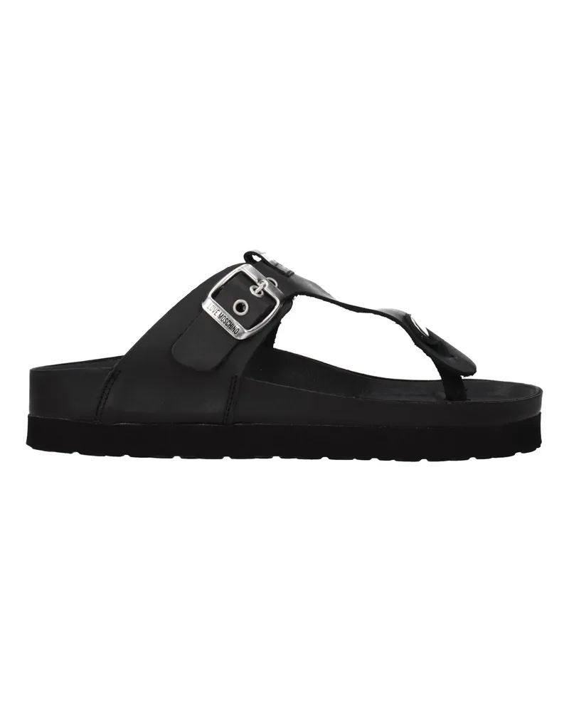 Moschino Damens Flip-Flops Leder Schwarz -