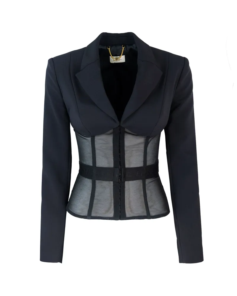 Elisabetta Franchi Giacca in Crepe E Tulle Black