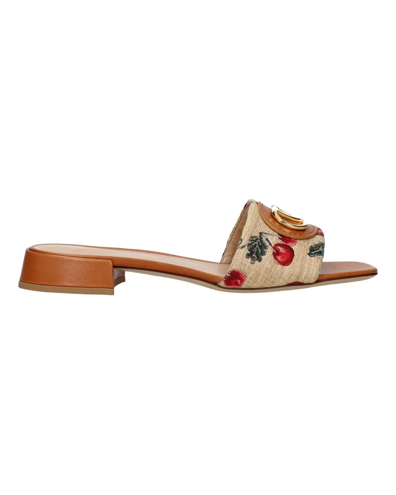 Valentino Garavani Damens Pantoletten und Clogs Beige/Naturbast -
