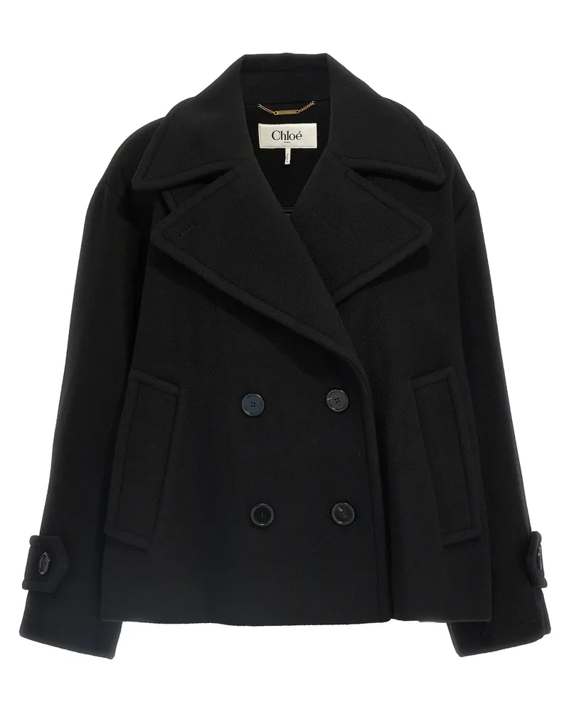 Chloé Chloé Doppelbrust Wollmantel Black