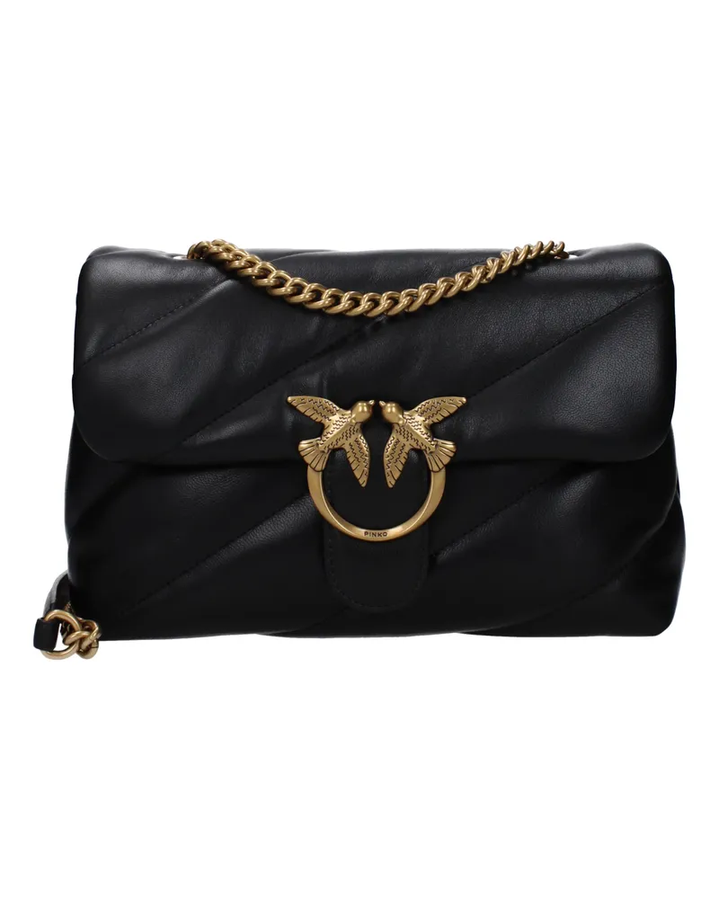 Pinko Umhängetasche Love Puff Damens Leder Schwarz/Gold -