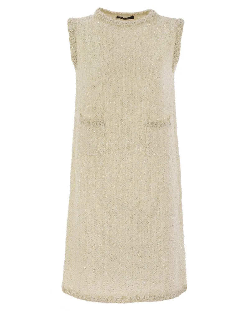 Fabiana Filippi Mini Kleid in Tweed Effect Garn Cream