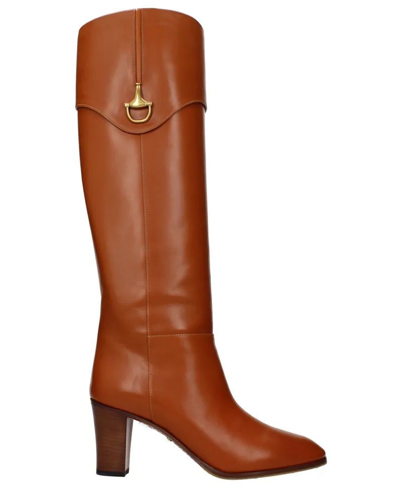 Gucci Elizabeth Damens Stiefel aus braunem/cognacfarbenem Leder -