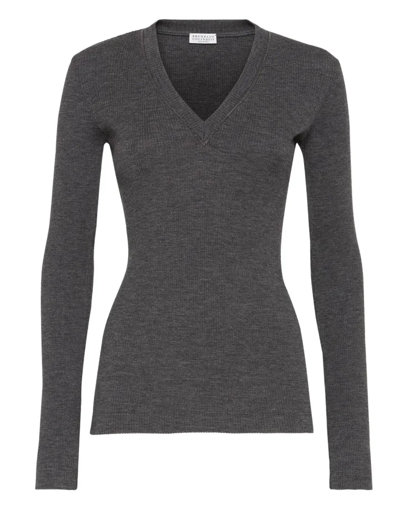 Brunello Cucinelli Wolle gegen Nackenpullover Grey