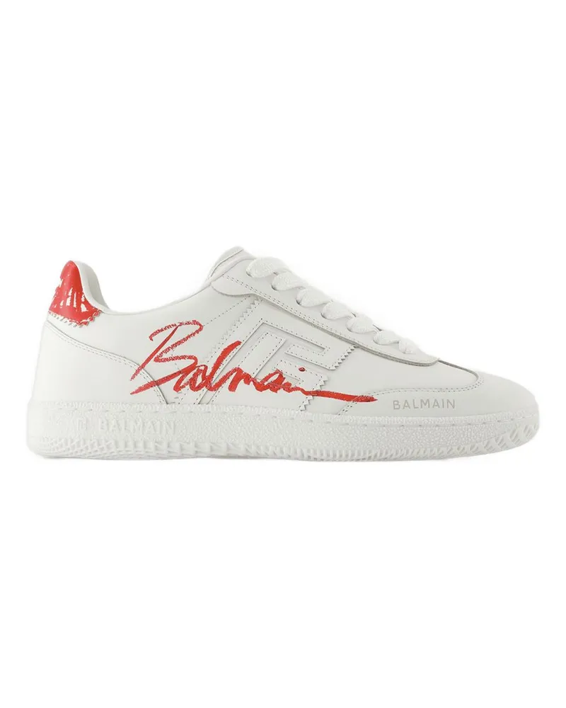 Balmain Swan -Turnschuhe  Leder Rot/Weiß Red