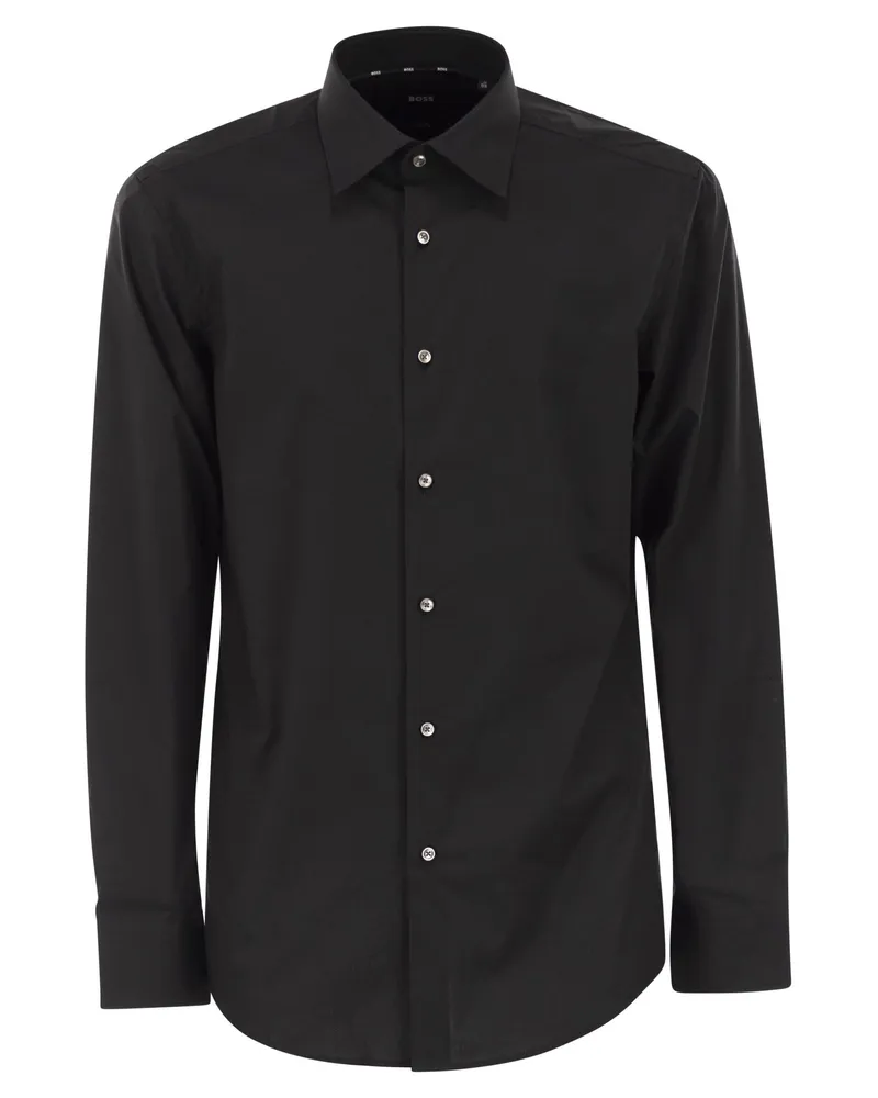 HUGO BOSS Slim-Fit-Hemd von  aus bügelleichter Stretch-Baumwollpopeline Black
