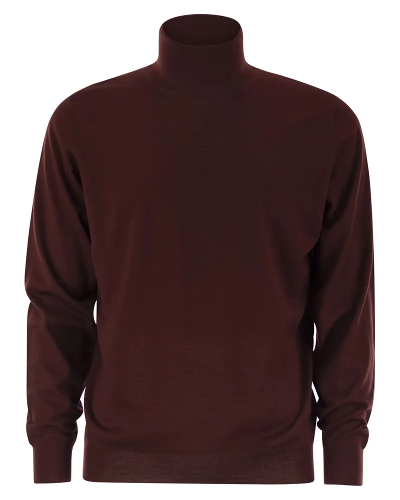 Fedeli Superfine Wollschildkragenpullover -Derby Bordeaux