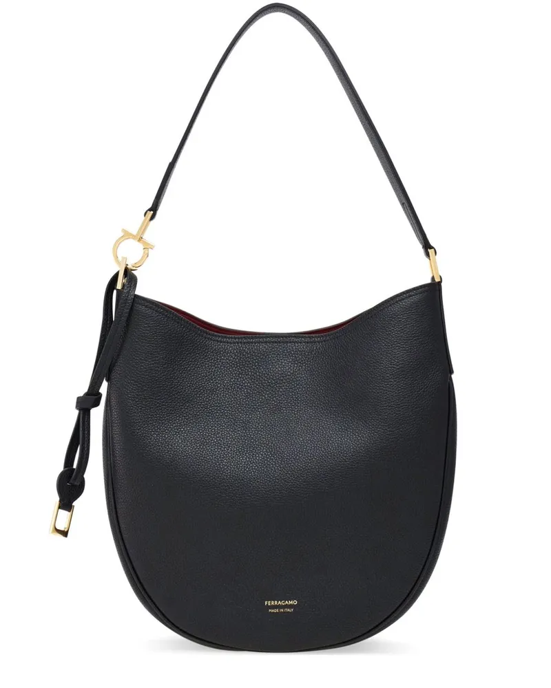 Ferragamo Medium Leder Hobo -Tasche Black