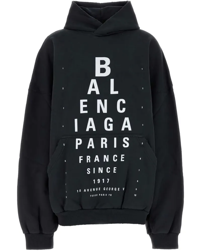 Balenciaga Optical Cotton Hoodie Black