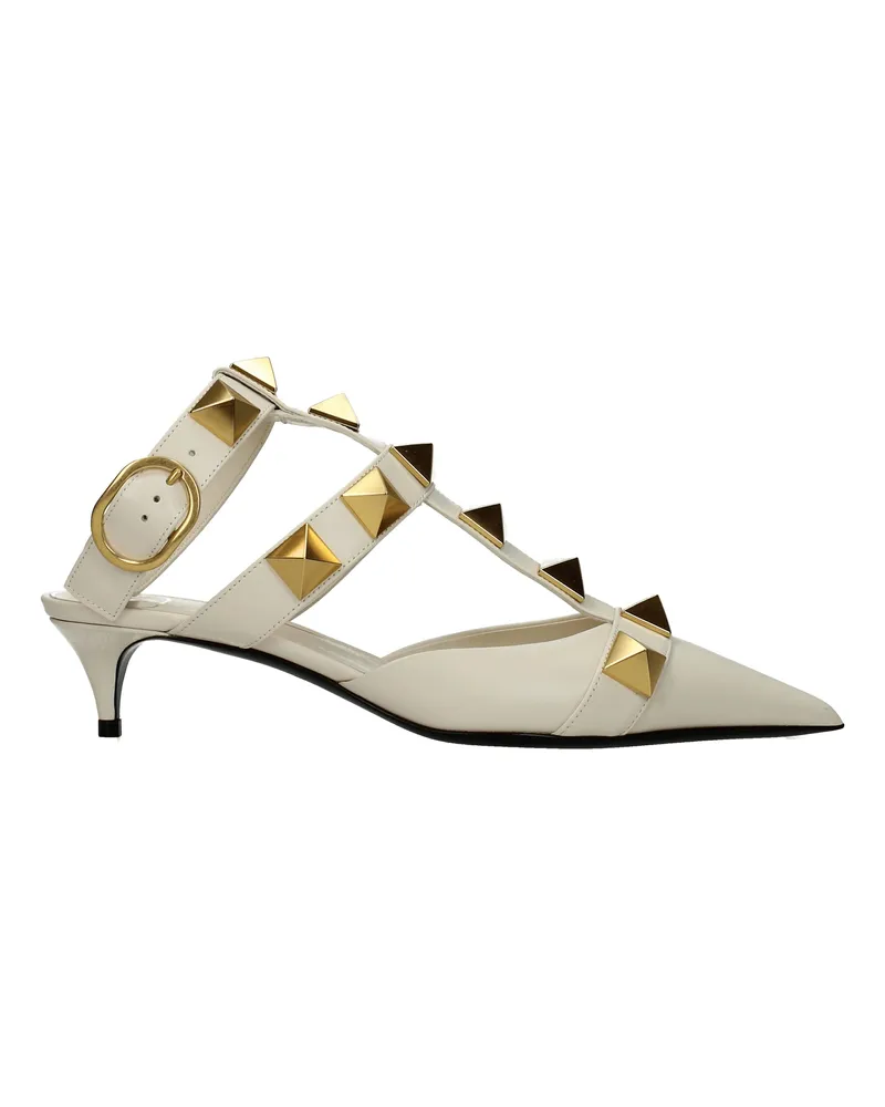 Valentino Garavani Damens Sandalen aus hellem Leder in Beige/Elfenbein -