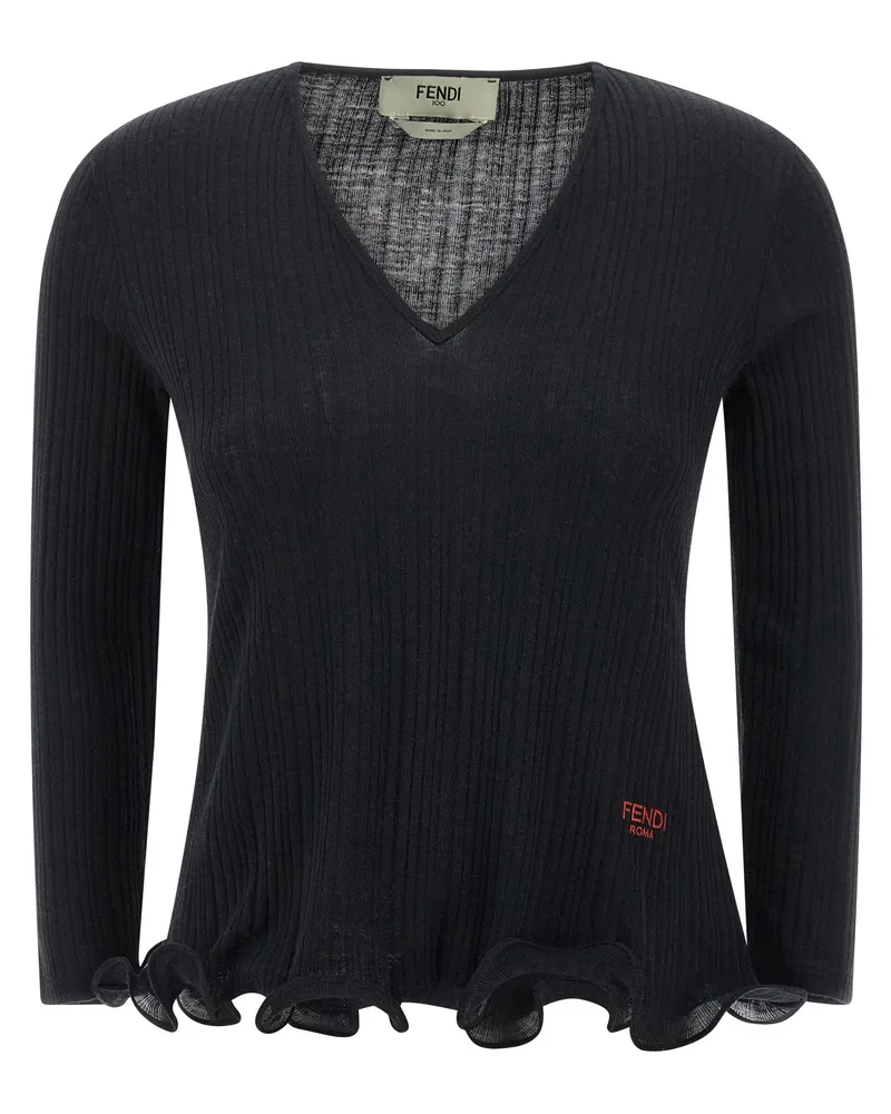 Fendi Ruffled Pullover Black