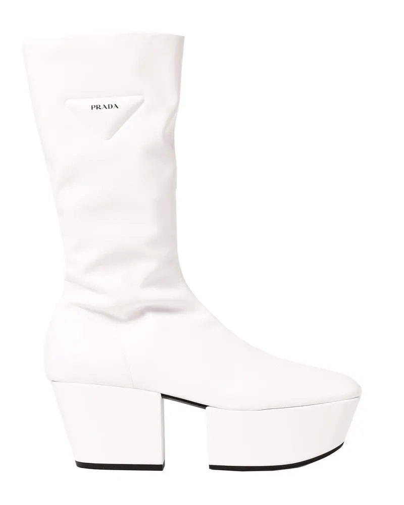 Prada Plattform ziehen Stiefel an Weiß