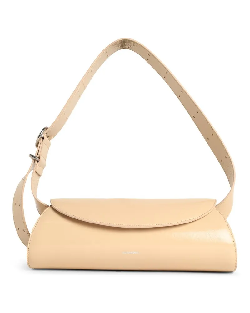 Jil Sander Kleine 'Cannolo' Beige Lear-Tasche Beige