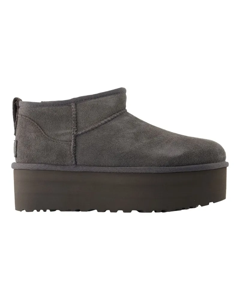UGG Klassische Ultra Mini-Plateau-Stiefeletten aus -Leder in Grau Grey