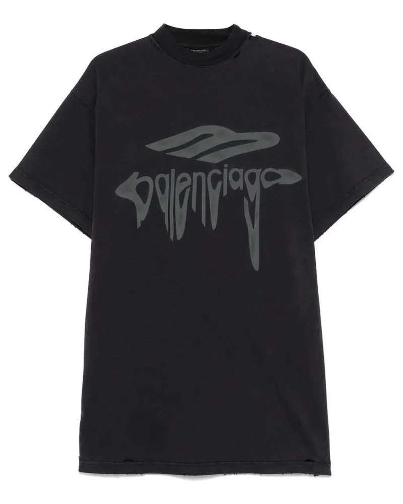 Balenciaga 3B Flüssiger Baumwoll -T -Shirt Black