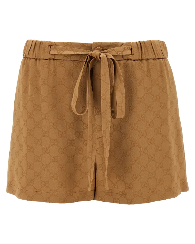 Gucci Satin-Shorts Gg Brown