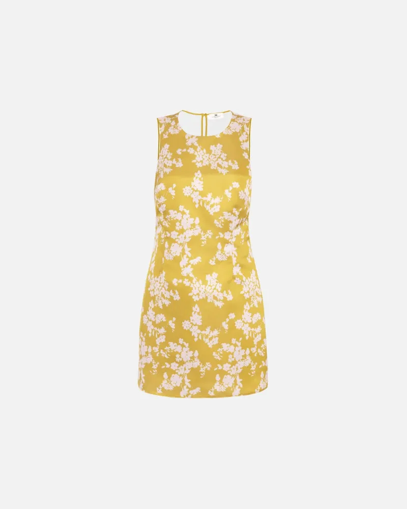 Elisabetta Franchi Kleid in bedruckter Herzogse und Tüll Giallo