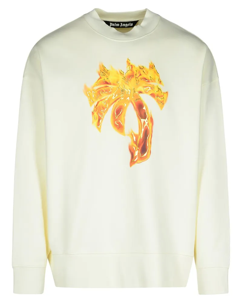 Palm Angels brennende Palmencreme -Baumwoll -Sweatshirt Cream