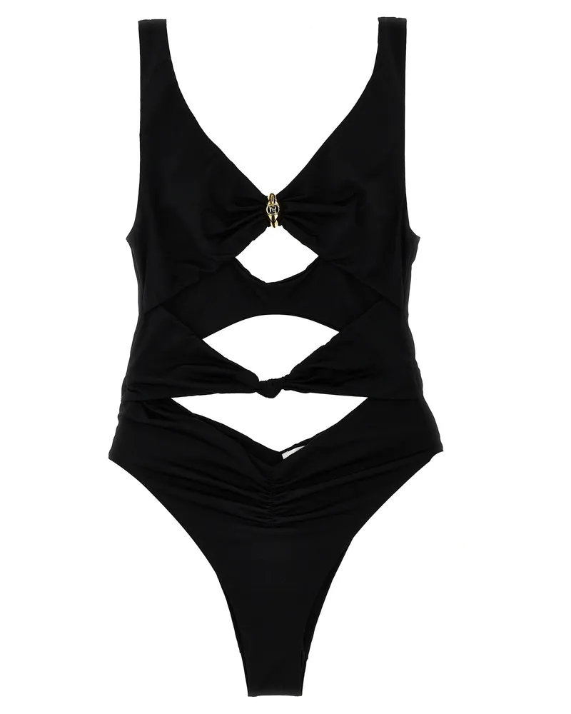 Elisabetta Franchi Knot One Stück Badeanzug Black