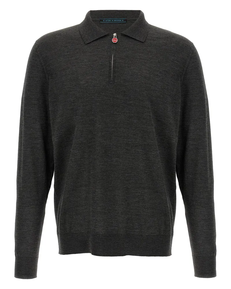 Kiton Haltzip Polo -Hemd Gray