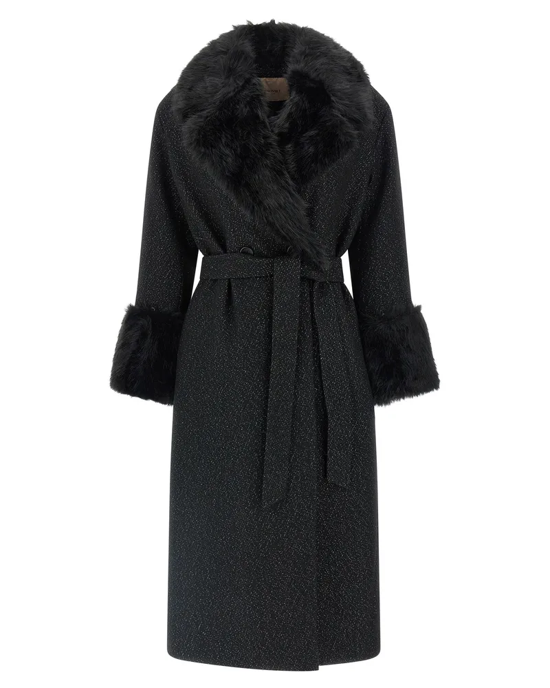 Twin-Set Twin -Set -Lamé -Fadenmantel Black