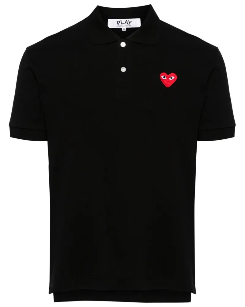 Comme des Garçons Comme des Garcons Rote Herz Baumwoll -Plo -Shirt Black