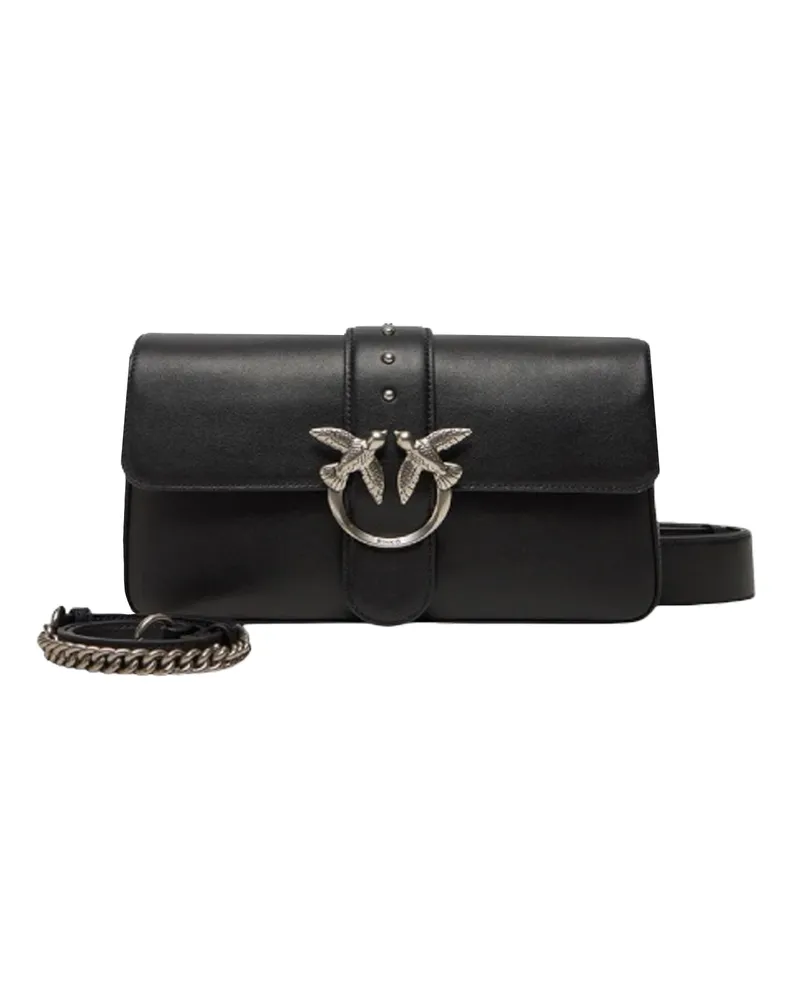 Pinko borsa a spalla love bag grande in pelle nero/alt silber Black