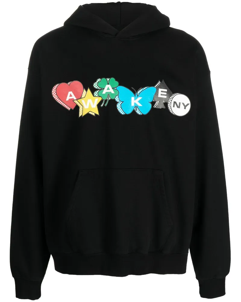 AWAKE NY Wach ny gedrucktes charmloser logo Hoodie Black