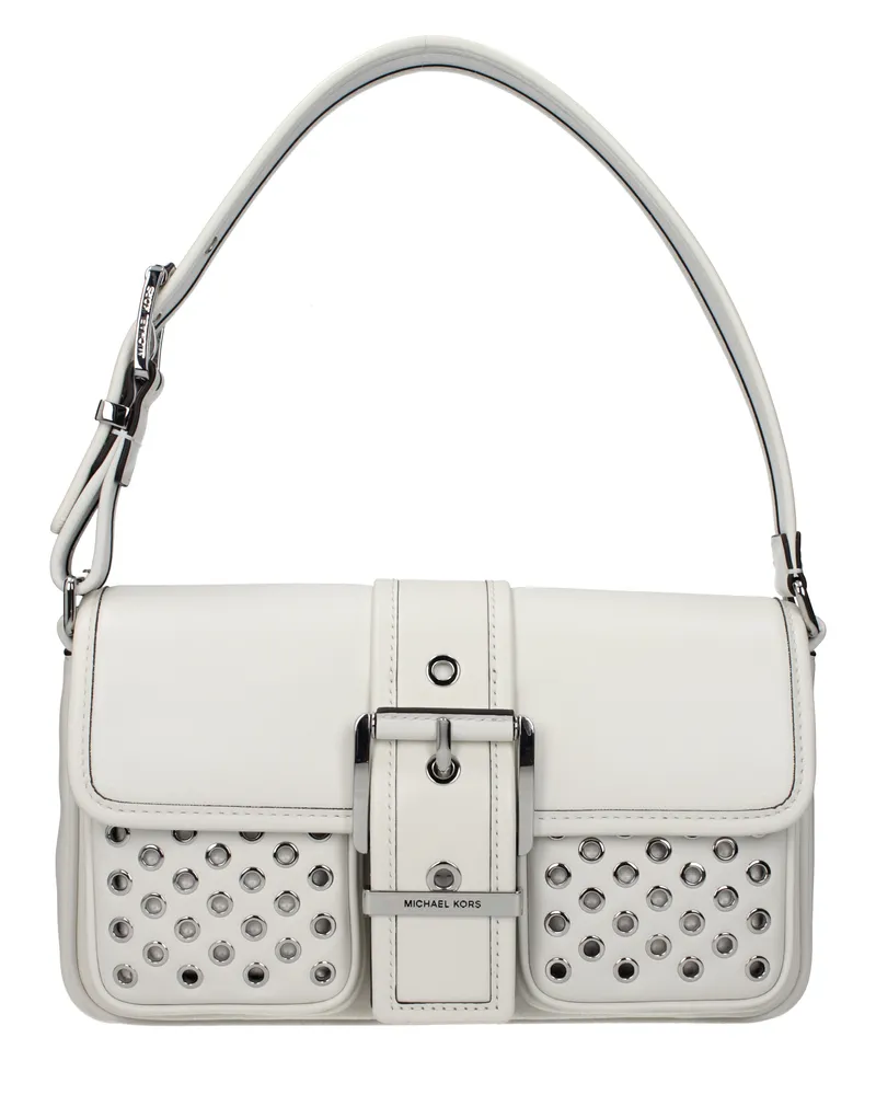 Michael Kors Colby Damens Umhängetasche aus weißem Leder/optischem Weiß -