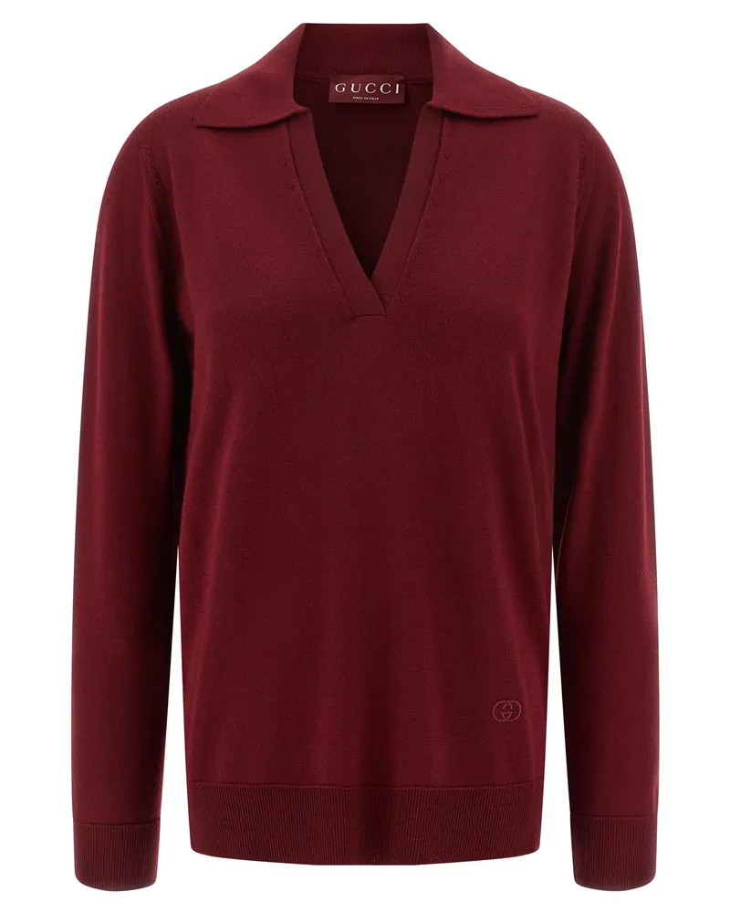 Gucci Poloshirt aus ultrafeiner Wolle von Bordeaux