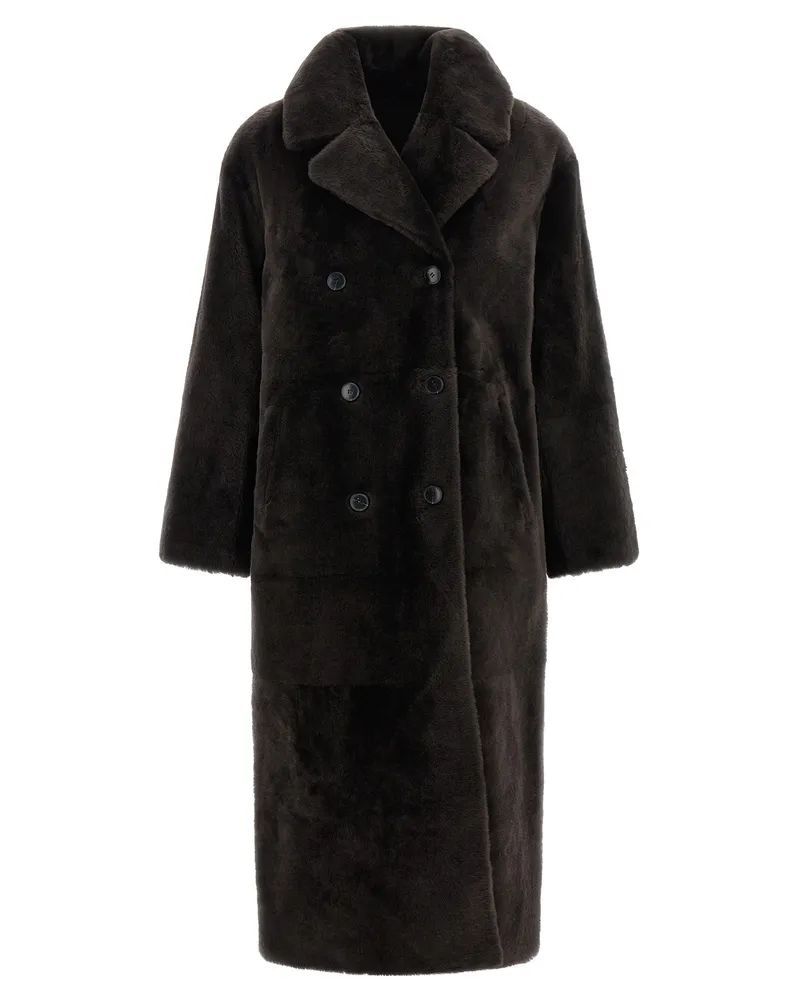 Yves Salomon Shearling Mantel Brown