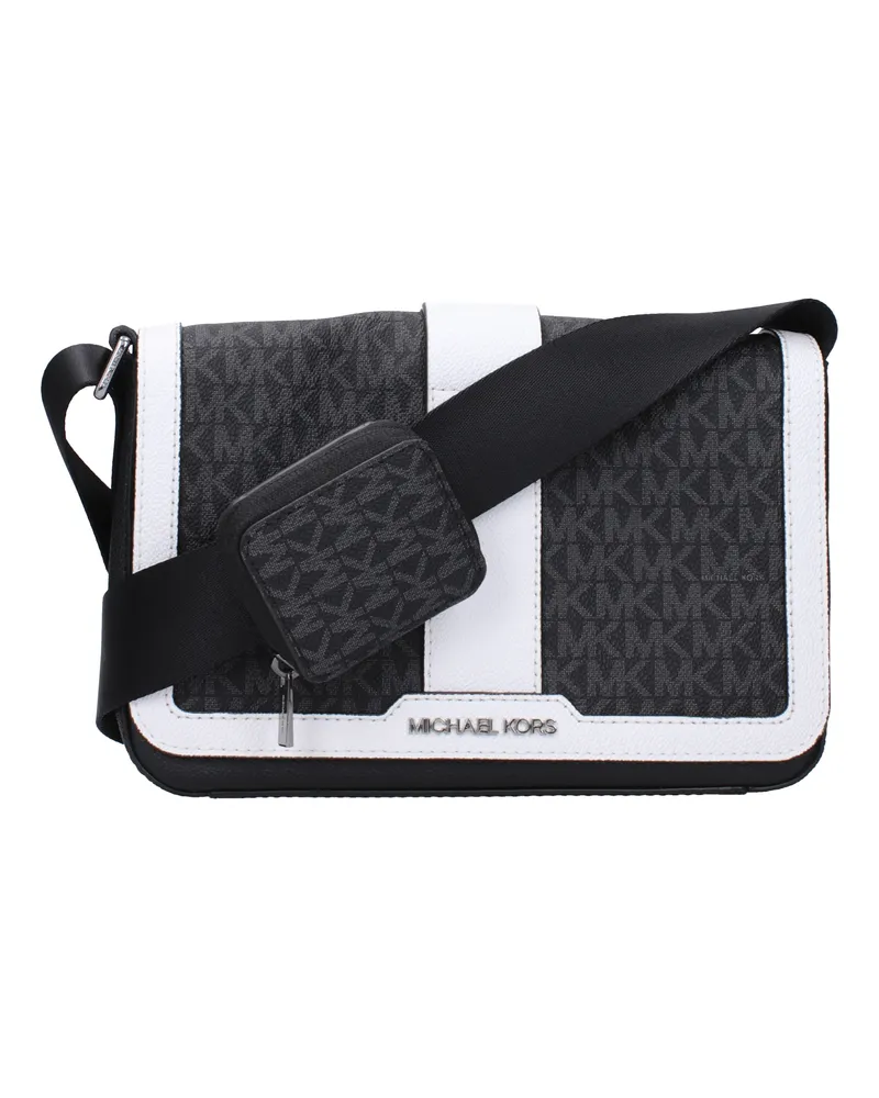Michael Kors Cooper Umhängetasche für Herren Schwarz/Weiß Heller Stoff -