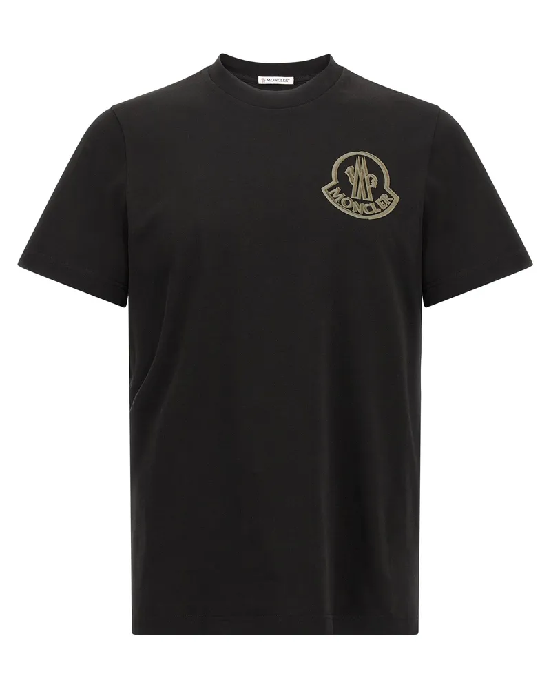 Moncler Flocked Logo T -Shirt Black