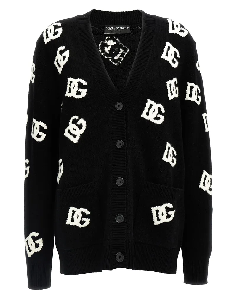 Dolce & Gabbana Jacquard Logo Cardigan White