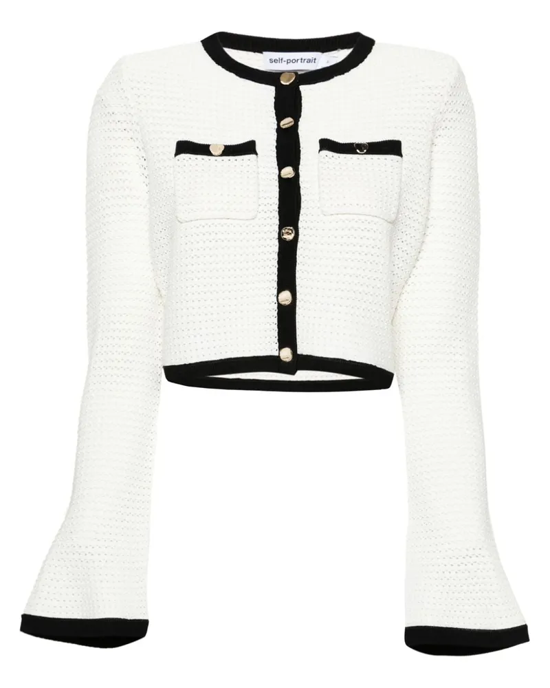 Self-Portrait Self -Porträt -Häkeln gekrümmte Strickjacke White