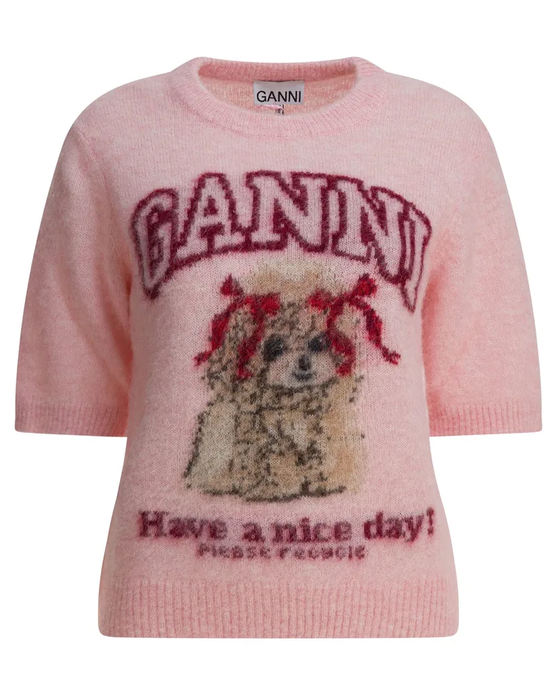 Ganni Pullover mit Rundhalsausschnitt aus Alpakamischung Pink