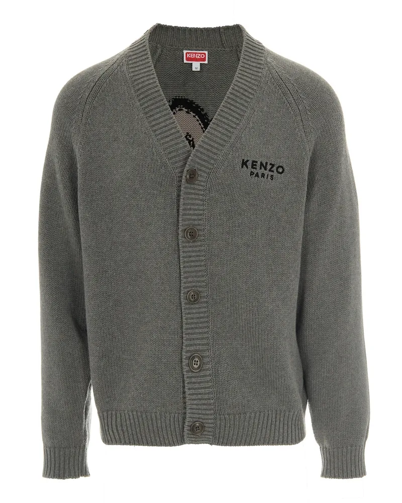 Kenzo Cardigan Boke Flower Grigio Pale